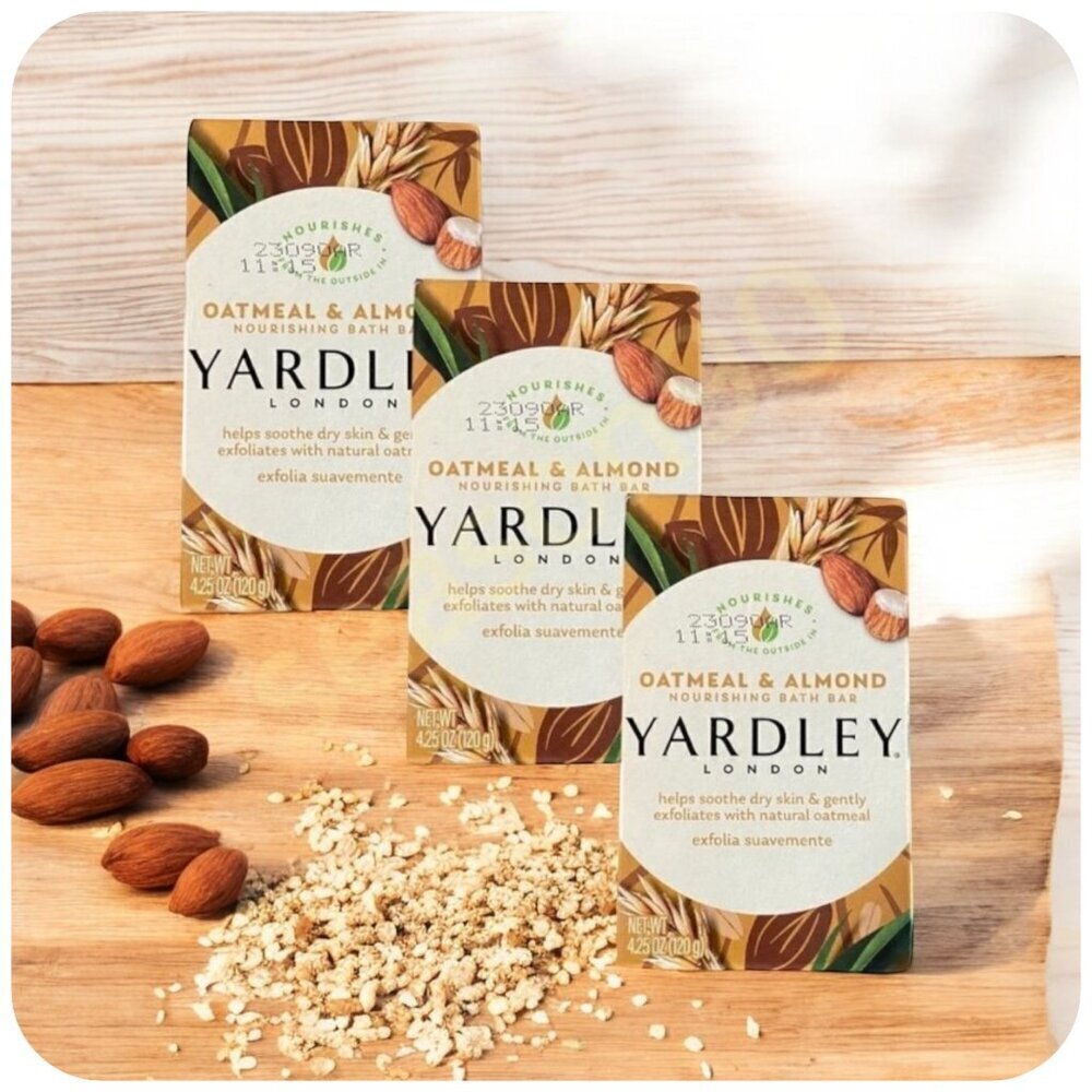 3 Yardley® London Oatmeal & Almond Bar Soap NOURISHING Bath BAR 4.25oz